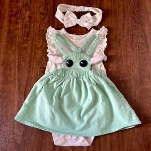 Toddler Baby Girls Star Wars Yoda Onesie Overall Bow Outfit Matching Set 18M